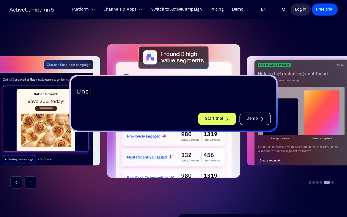 ActiveCampaign homepage