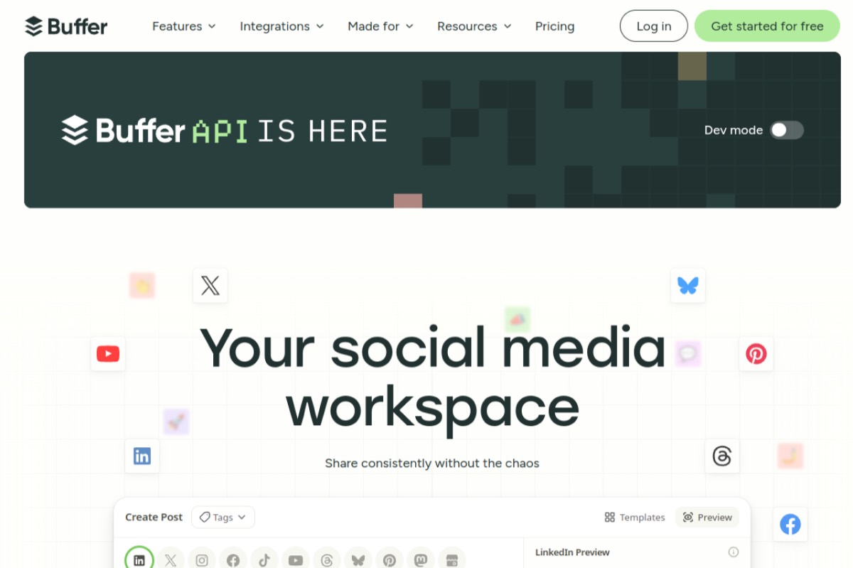 Buffer homepage