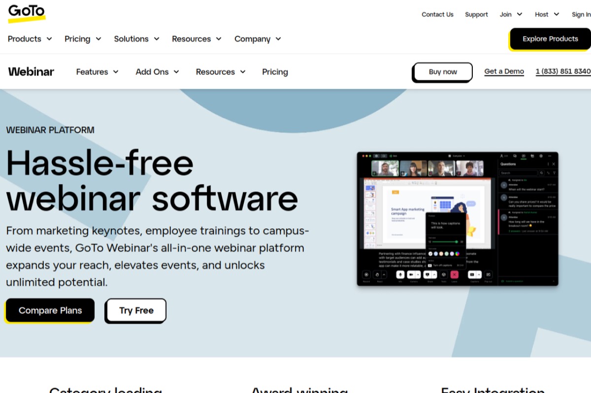 GoTo Webinar product screenshot
