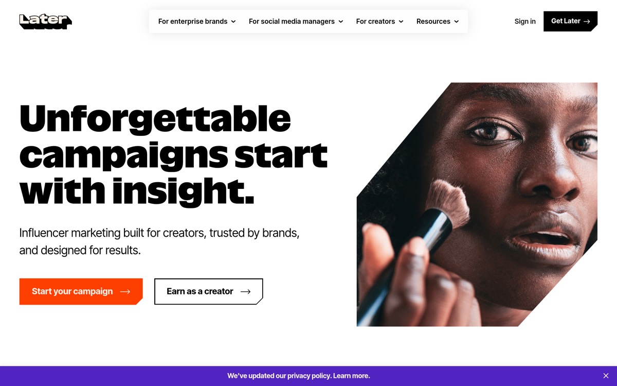 Later homepage