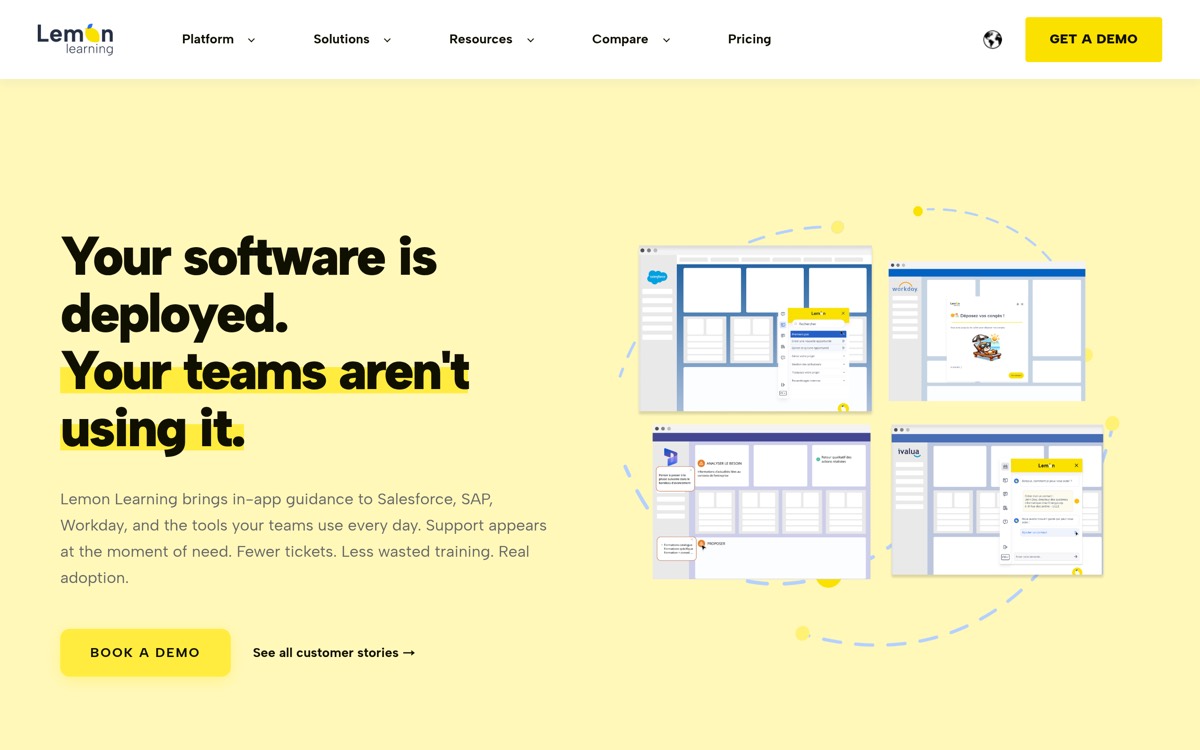 Lemon Learning digital adoption platform homepage