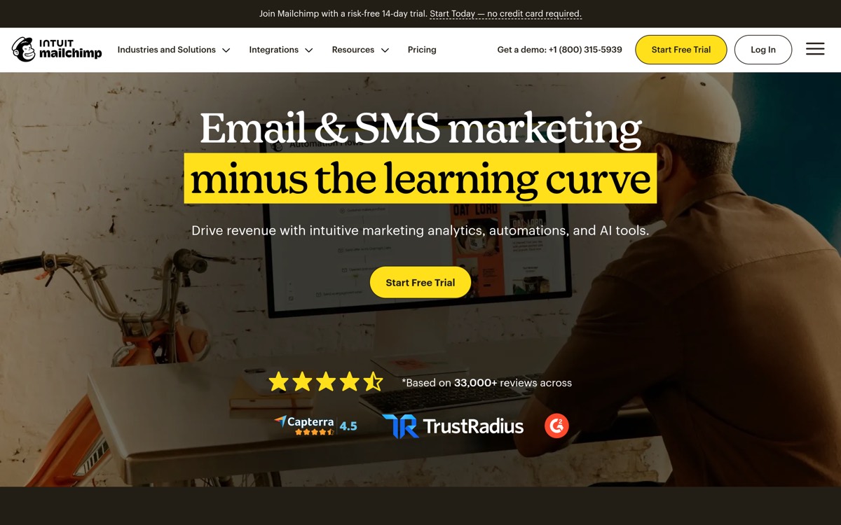 Mailchimp homepage