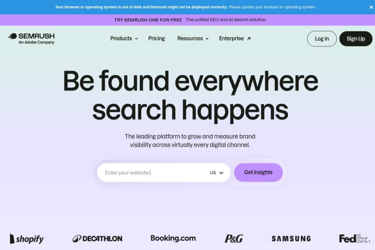 Semrush homepage
