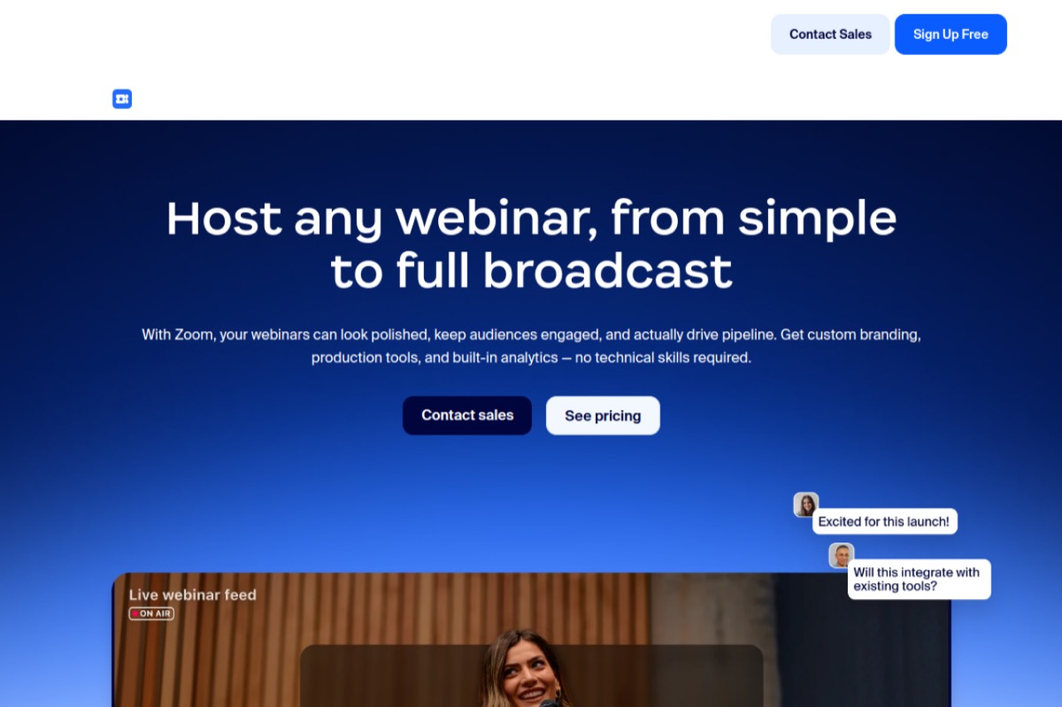 Zoom Webinars product page
